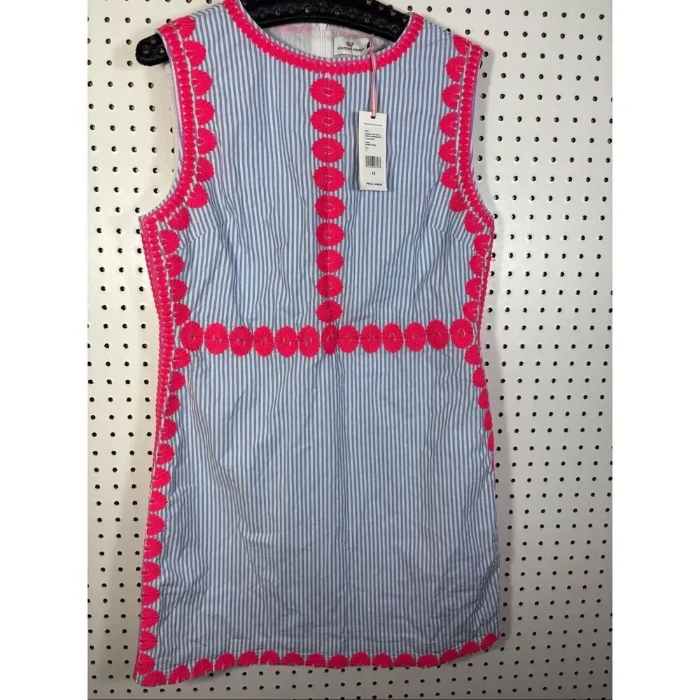 Vineyard Vines striped pop over embroidered shift dress size 12